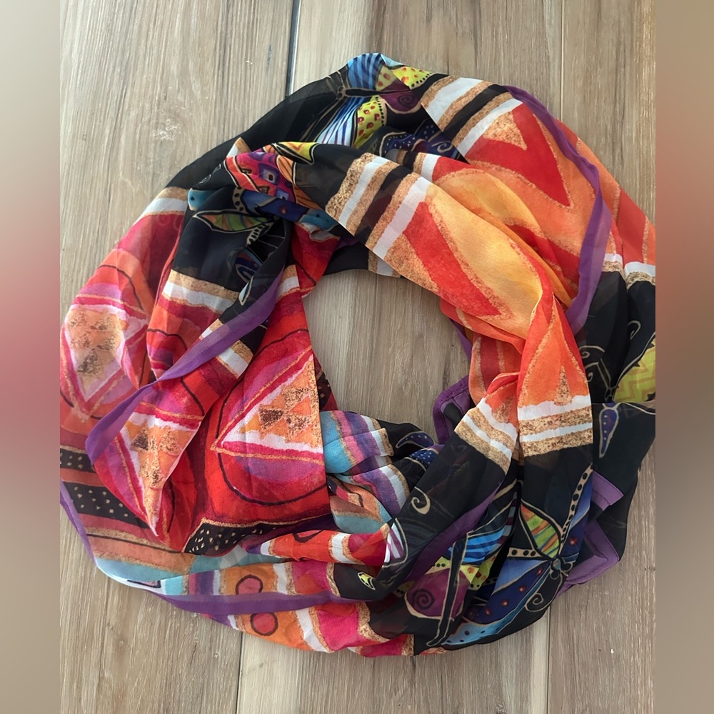 Vintage Laura Burch Butterflies Infinity Scarf